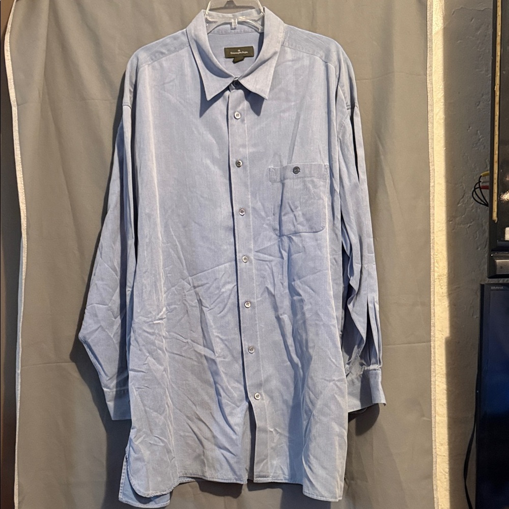 Ermenegildo Zegna Blue Button-Up Men's Shirt